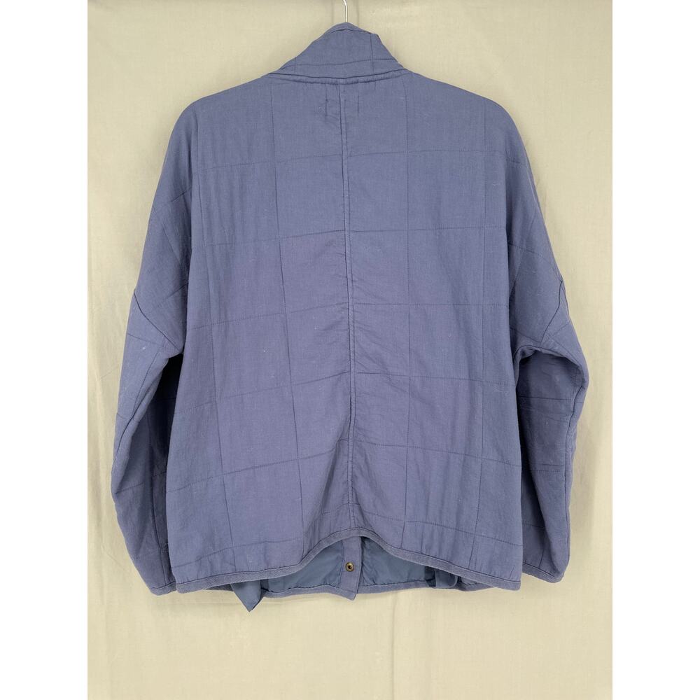 Amuse Society Jacket Women Small Blue Chore Quilted Beachy Palm Tree Snap - Picture 3 of 8